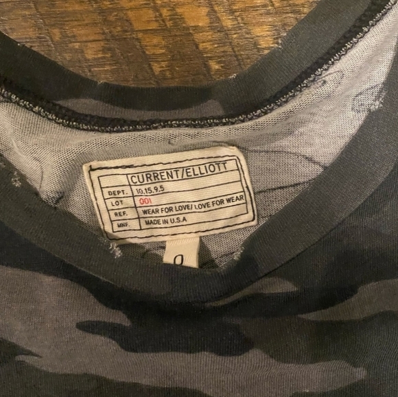 Current Elliott Distressed Black Camo Cotton Tee T-Shirt - Picture 5 of 7